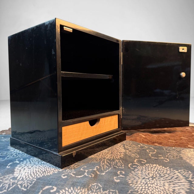 Japanese Lacquer Cabinet with Orchid, 1980s For Sale - Image 9 of 16