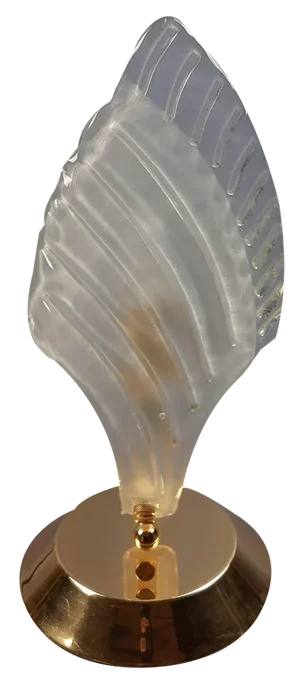 Murano Glass Table Lamp with Polished Brass Leaf Design, 1980s