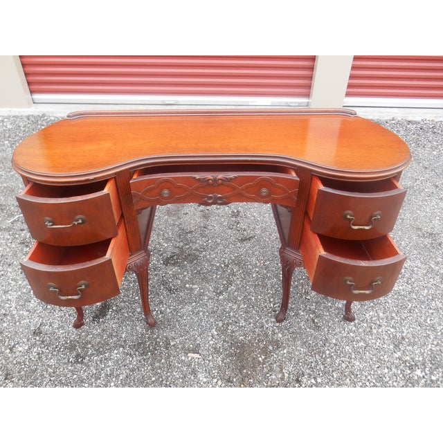 1910 Antique Mahogany Kidney Shape Vanity With Bench Chairish