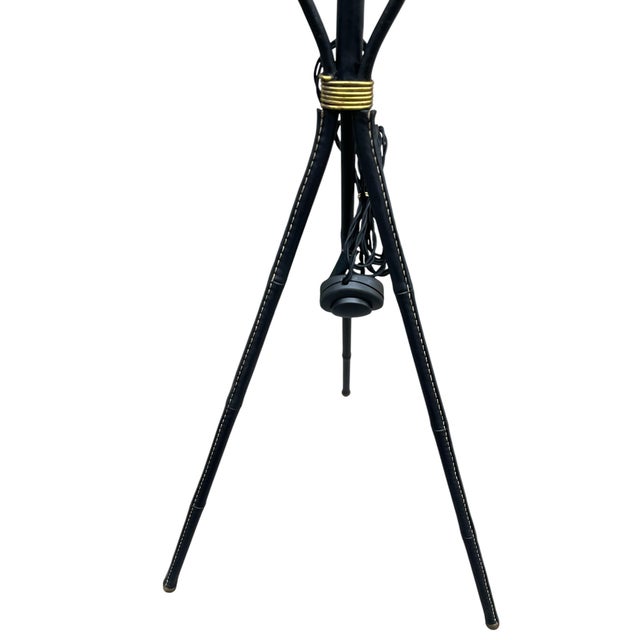 Stitched Leather Floor Lamp from Jacques Adnet, 1950s For Sale - Image 9 of 11