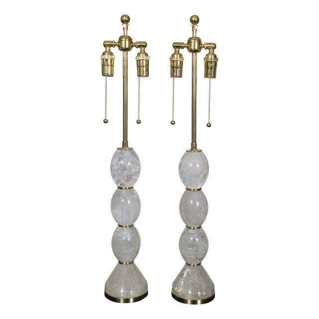 Pair of rock crystal table lamps For Sale