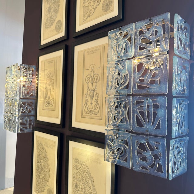 Glass 1960s Pair of Opaline Murano Glass Sconces Attr. to Carlo Nason for Mazzega, Italy For Sale - Image 7 of 11