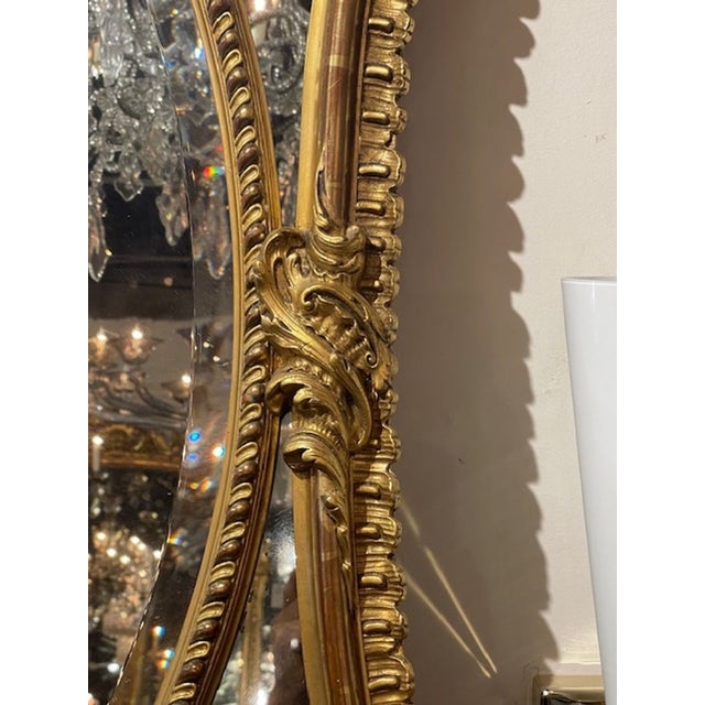 19th Century Antique French Louis XV Shaped Giltwood Mirror For Sale - Image 5 of 9