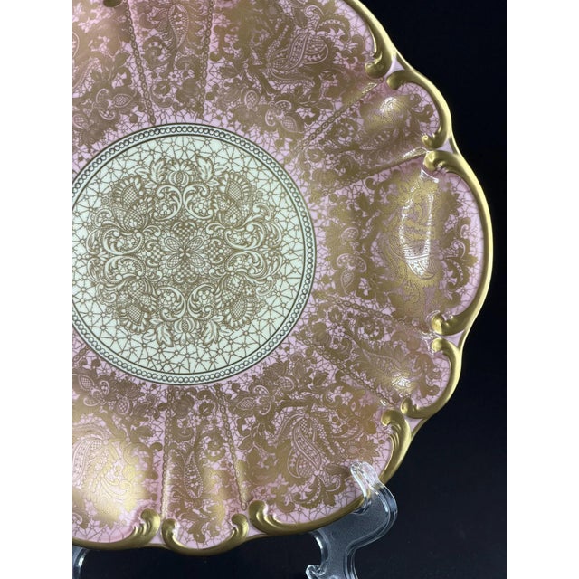 Pink Lustre and Gold Rococo Plates, 1930s, Set of 3 For Sale - Image 6 of 12