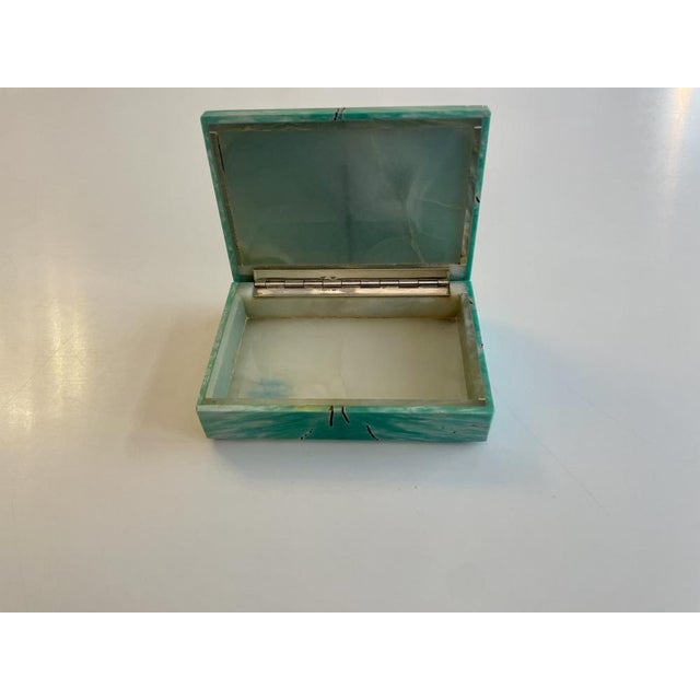 Vintage Amazonite Jewelry Box with Sterling Silver Hinges, 1950 For Sale - Image 7 of 10