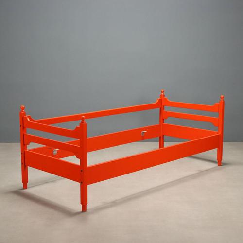 Orange Vintage Bed in Orange Wood, 1970s For Sale - Image 8 of 8