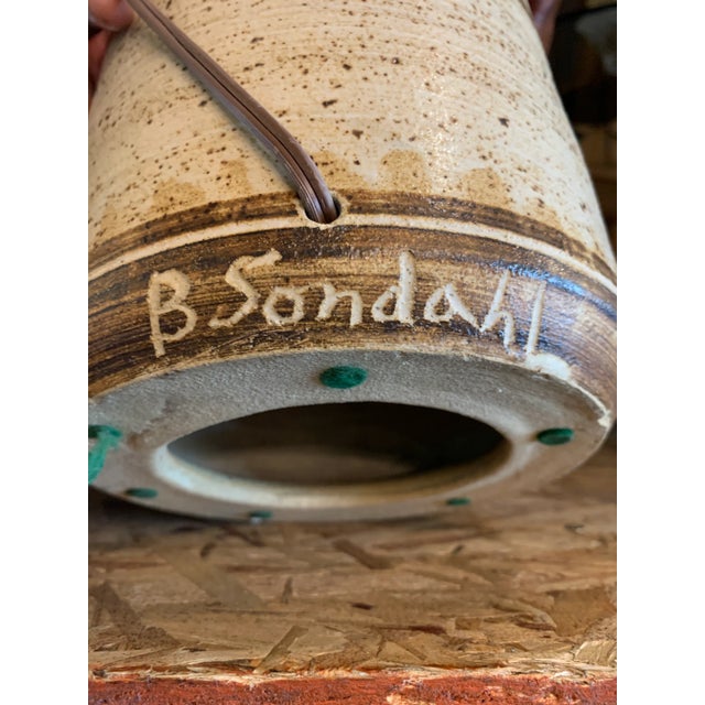 Mid 20th Century Vintage Mid-Century Modern Incised Ceramic Lamp For Sale - Image 5 of 6