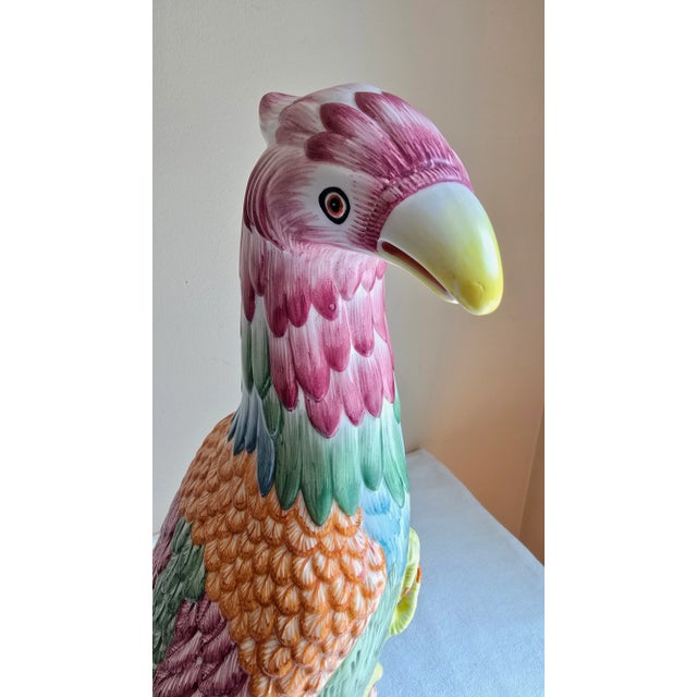 Mid 20th Century Vintage Mottahedeh Porcelain Colorful Bird Parrot Phoenix Figure Statue, Made in Italy For Sale - Image 5 of 10