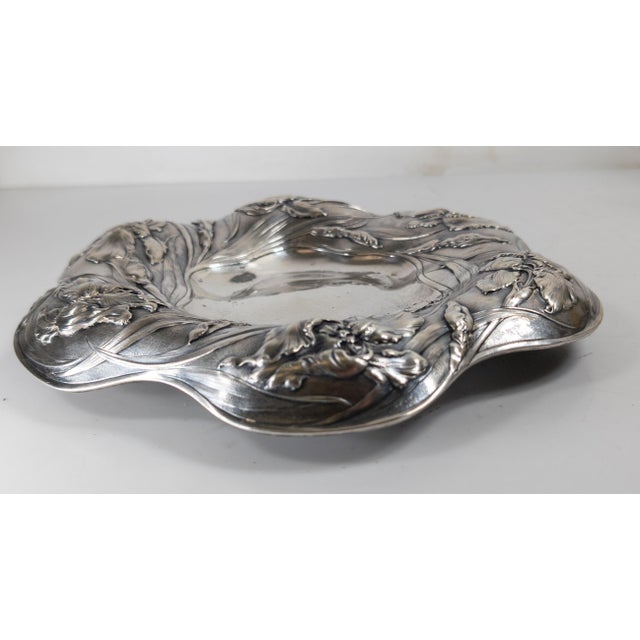 19th Century 19th Century Silverplate Art Nouveau Catchall Card Tray With Iris Flowers by James W. Tufts For Sale - Image 5 of 12