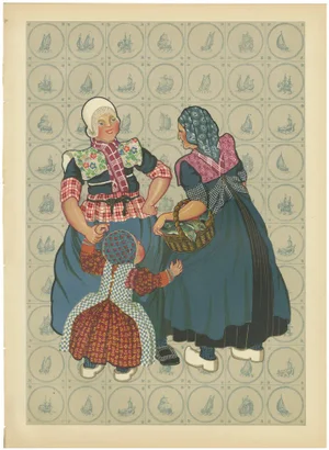 Gratiane de Gardilanne and Elizabeth Whitney Moffatt, Spakenburg Women in Sunday Dress with Child, 1932, Print