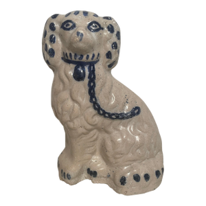 Late 19th Century Cobalt-Decorated Ohio Stoneware Spaniel Figure or Doorstop