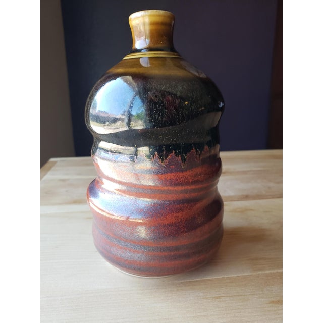 Mid-Century Modern Studio Pottery Glazed Stoneware Bud Vase Signed For Sale - Image 4 of 6