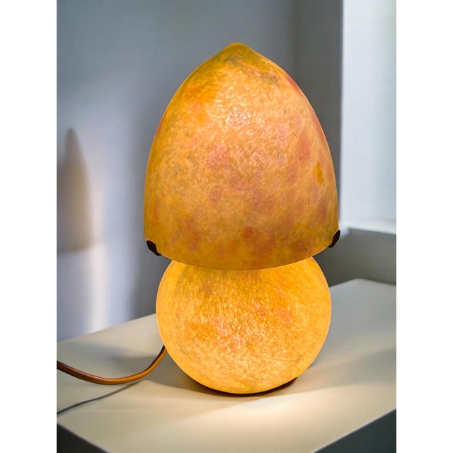 An Art Deco French Pistachio Color Mushroom Lamp For Sale In Los Angeles - Image 6 of 8