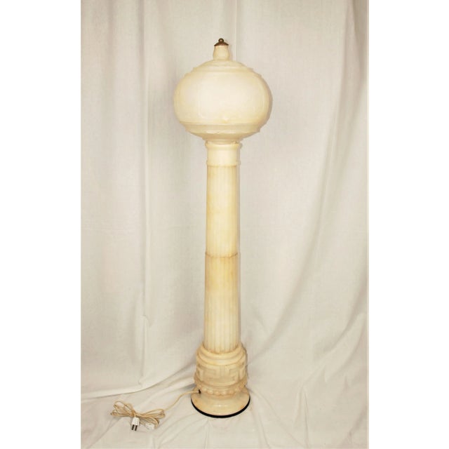 Antique Large Alabaster Table Lamp With Globe Shade For Sale - Image 11 of 11