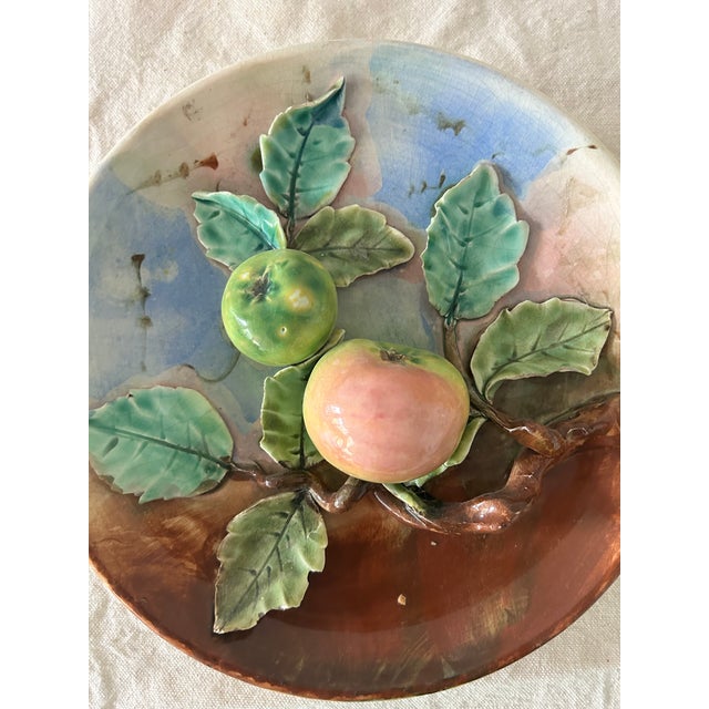 Late 19th Century 19th Century French Ceramic Barbotine Wall Platter - a Pair For Sale - Image 5 of 9