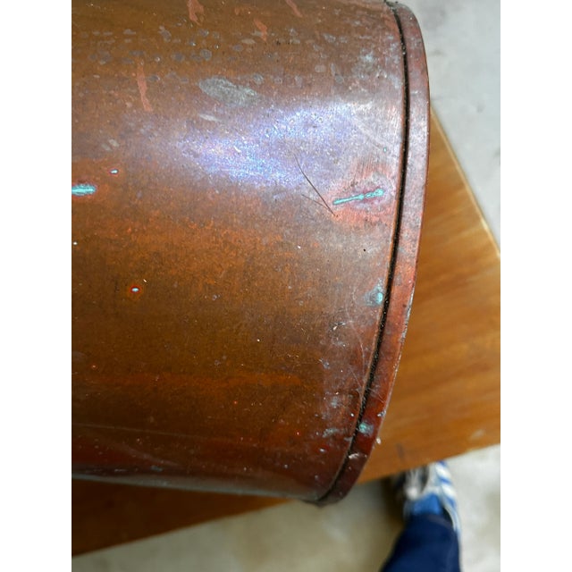 Metal Very Large Primitive Style Copper Bucket For Sale - Image 7 of 8