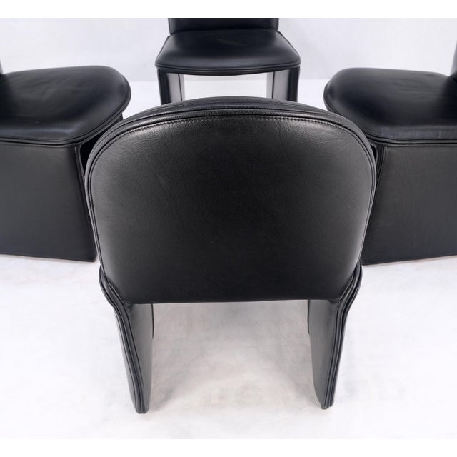 Set 4 Italian Mid Century Modern Black Leather Dining Chairs Bellini Style MINT! For Sale - Image 10 of 13