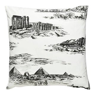 The House of Scalamandré Cairo Toile Pillow, Ink For Sale