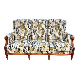 Early 20th Century French Jacques Leleu Upholstered Three-Seat Sofa For Sale