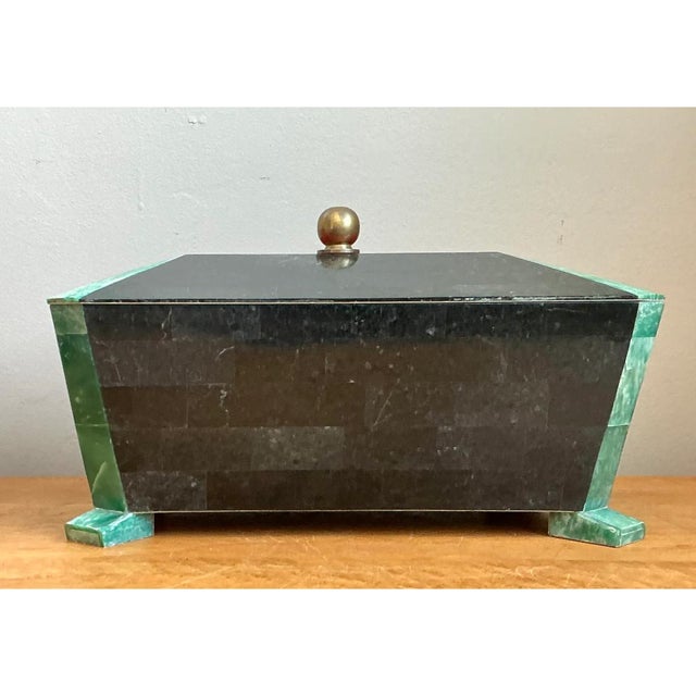 Vintage Art Deco Stone Inlay Box For Sale - Image 11 of 12