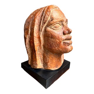 Vintage Plaster Bust of a Young Girl After Gauguin Sculpture by Austin Productions 1965 For Sale