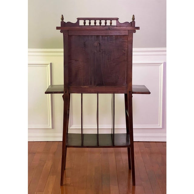 Art Nouveau Walnut Display or Music Cabinet With Beveled Glass and Easel Stand, C. 1910s For Sale - Image 11 of 17