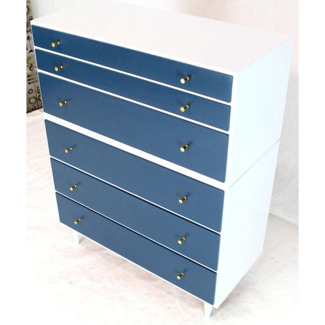 White And Blue High Chest On Chest Two Pieces Mccobb Dresser