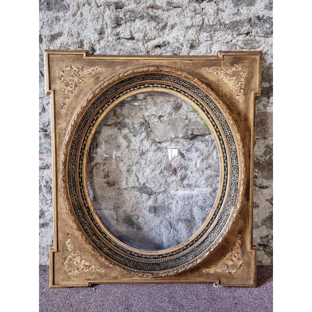 Late 19th Century Napoleon III Wall Decoration with Glass Panel and Gilded Frame France, 1890s For Sale - Image 9 of 16