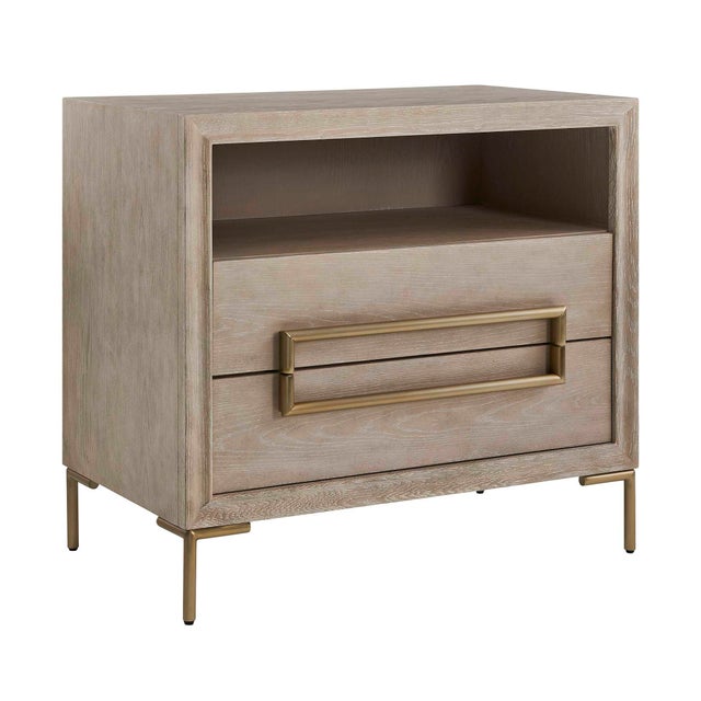 Brass Alessia Modern Light Oak Side Table For Sale - Image 8 of 12
