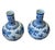 Pair of Vintage Blue & White Porcelain Globular Vases Chinoiserie Pomegranate & Floral Bott For Sale - Image 4 of 12