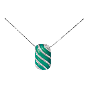 .925 Sterling Silver Turquoise Enamel and 1/2 Cttw Diamond Block 18" Pendant Necklace (F-G Color, VS1-VS2 Clarity)