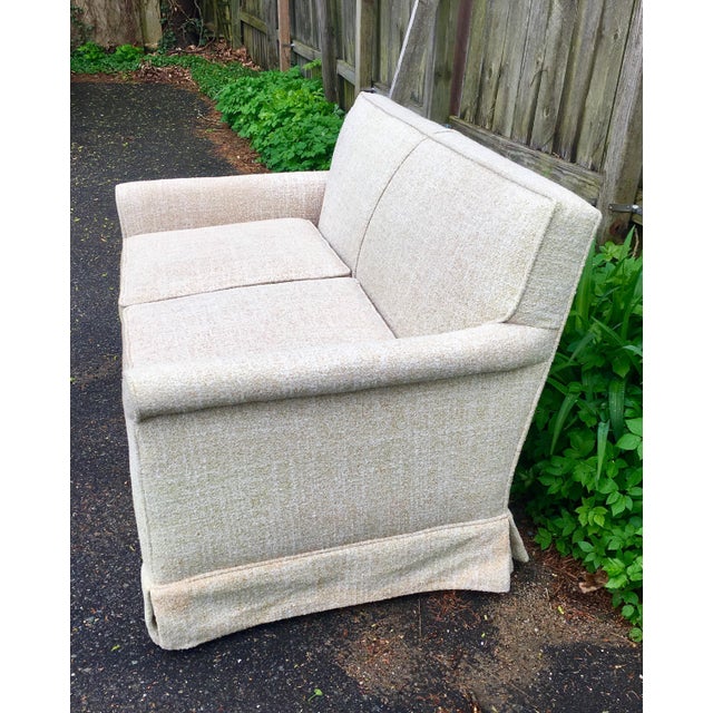MidCentury Woven Wool Loveseat & Ottoman Chairish