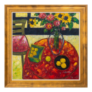 S. Montey Still Life of Bouquet and Fruit Acrylic