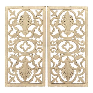 Vintage Carved Wood Architectural Grates 20thC For Sale