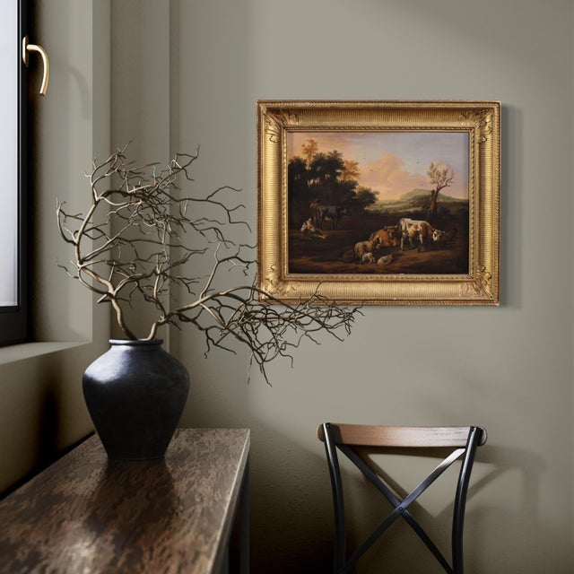 Flemish Artist, Bucolic Landscape, 1760, Oil on Canvas, Framed For Sale - Image 14 of 16