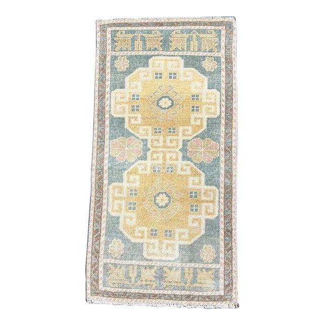 Turkish Mini Rug Oriental Hand Knotted Vintage Rug 1'9" x 3'4" #17459 For Sale