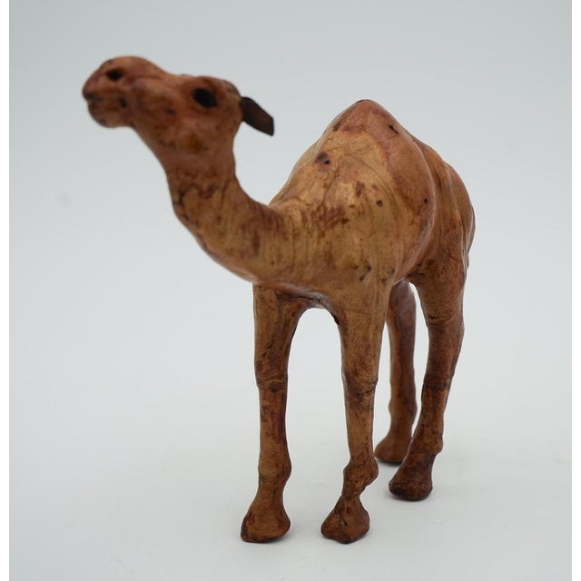 Camel Sculpture with Aged Leather on Hand Carved Wood from Libertys London For Sale - Image 4 of 10