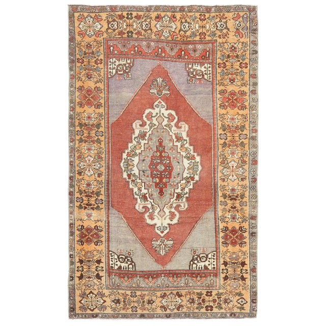 Vintage Turkish Oushak Handmade Wool Cotton Red Area Rug For Sale - Image 11 of 11