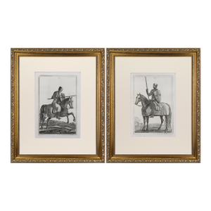 19th Century Engravings of Medeival English Knights on Horseback in Suits of Armour 1801- A Pair