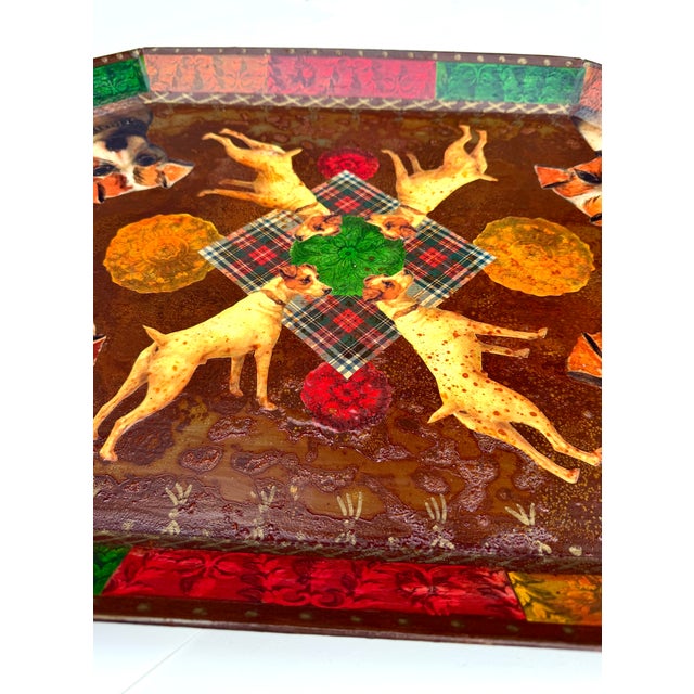 Decoupage Jack Russell Terrier Dog Tray by Holly Lueders for Henri Bendel 1997 For Sale - Image 12 of 16