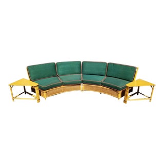 Mid Century Modern Ficks Reed Crescent Sectional Sofa & Tables For Sale