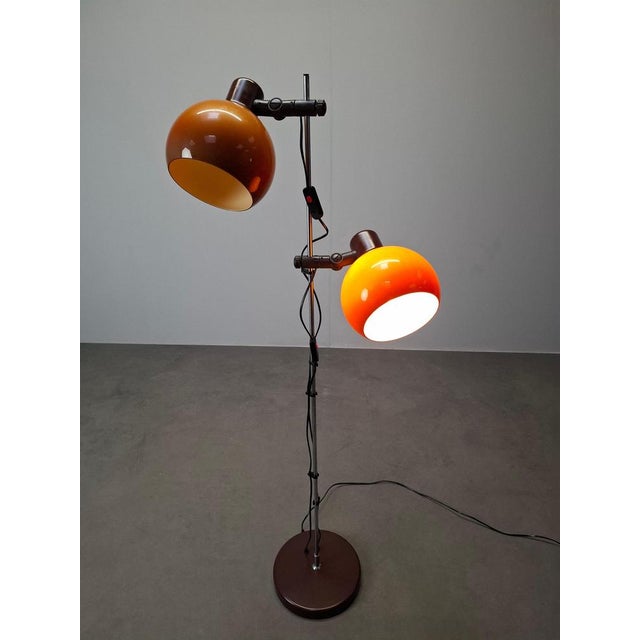 Mid-Century Hungarian Orange and Chrome Double Globe Floor Lamp, 1970s For Sale - Image 6 of 18