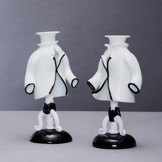 Black Candlesticks by Fulvio Bianconi for Venini, Murano, Italy, 1940, Set of 2 For Sale - Image 8 of 10