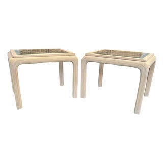 Vintage Palm Beach Style Rattan Waterfall End Tables For Sale