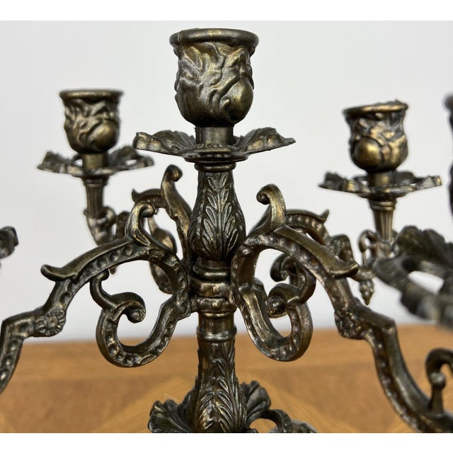 Gold Vintage French Cherub Ornate Candleholder For Sale - Image 8 of 13