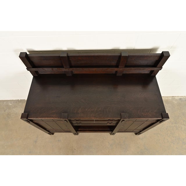 Imperial Furniture Grand Rapids Mission Oak Arts & Crafts Strap Hinge Eight-Leg Sideboard, Circa 1900 For Sale - Image 12 of 15