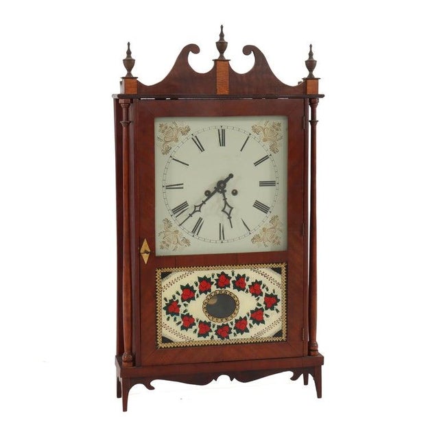 Vintage Seth Thomas School Pillar & Scroll Mantle Clock, Reverse Painted Panel For Sale - Image 9 of 10