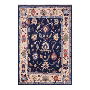 Shabby Chic Oushak Maximili Blue/Ivory Wool Rug - 7'11'' X 10'0''