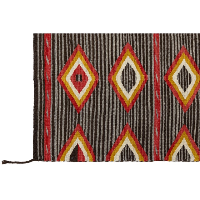 Native American Modern Navajo Inspired Wool Accent Rug in Crimson, Gold, and Charcoal 3x5 For Sale - Image 3 of 8