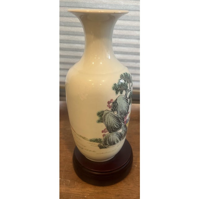 Wood Vintage Famille Rose Chinese Porcelain Vase For Sale - Image 7 of 10